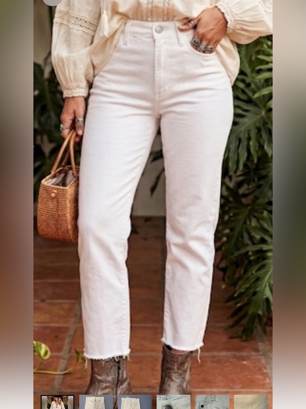 Gap 90s Straight High Rise White Jeans Women’s Raw Hem Denim